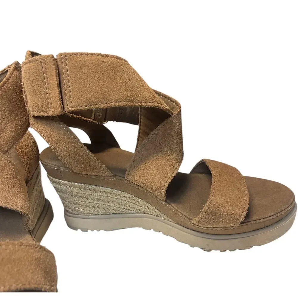 UGG Women's Ileana Ankle Wedge Sandals Chestnut Size 6